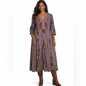 Soft Surroundings The Mira Purple Paisley Dress